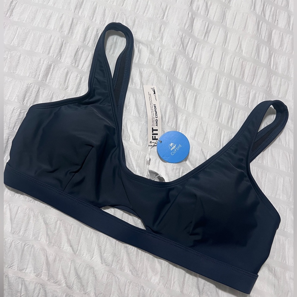 Cupshe Padded Navy Bikini Top with cutout